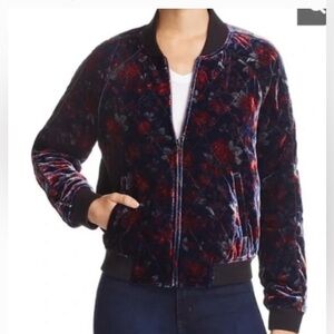 JOIE Mace Silk Blend Quilted Floral Print Velvet Bomber Jacket
